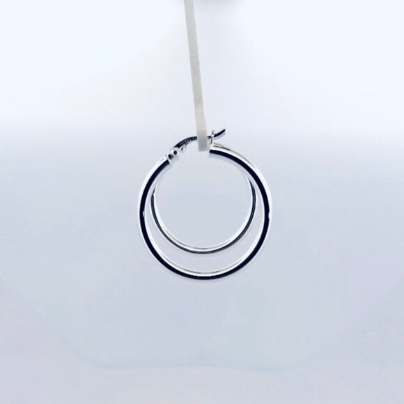 Vintage 925 Sterling Silver Hoop Earrings 31mm Thailand Estate Jewelry Classic - Picture 2 of 10